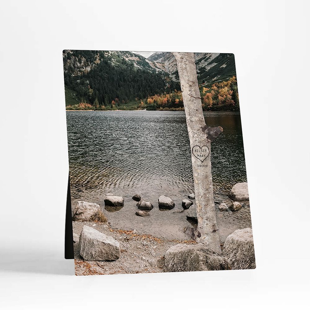 River Rock Mountain Names in Tree Anniversary Desktop Plaque Gift for Couple D-2174