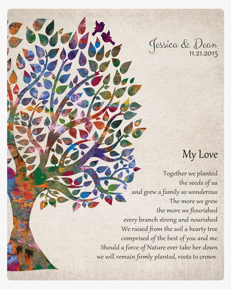 Multicolor Half Watercolor Tree 10th Anniversary Wall Plaque Gift for Couple LTC-1275