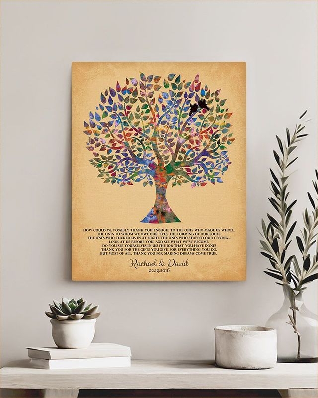 #1 Best Seller - Watercolor Tree Wedding Wall Plaque Gift for Parents LTC-1258