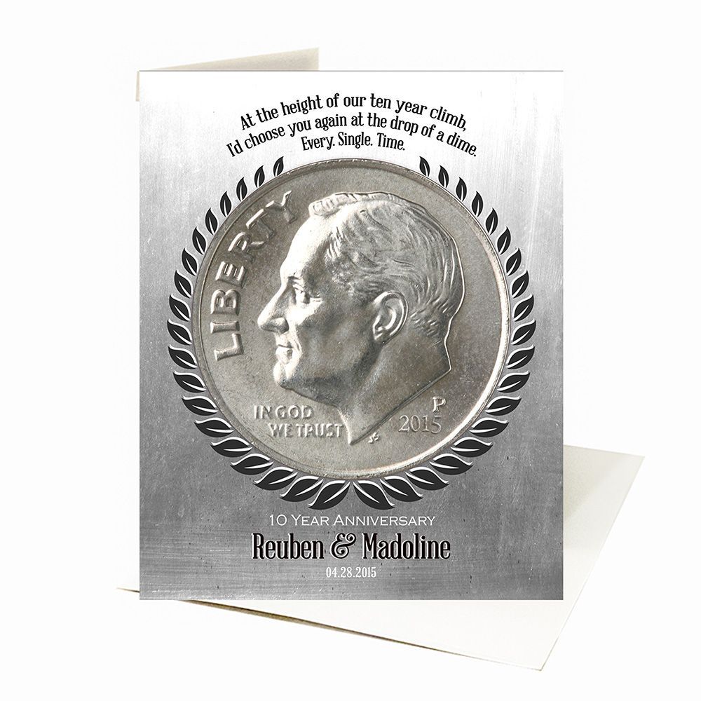 #1 Best Seller - Tin Dime Coin I Choose You 10 Year Anniversary Card Gift for Couple C-2140