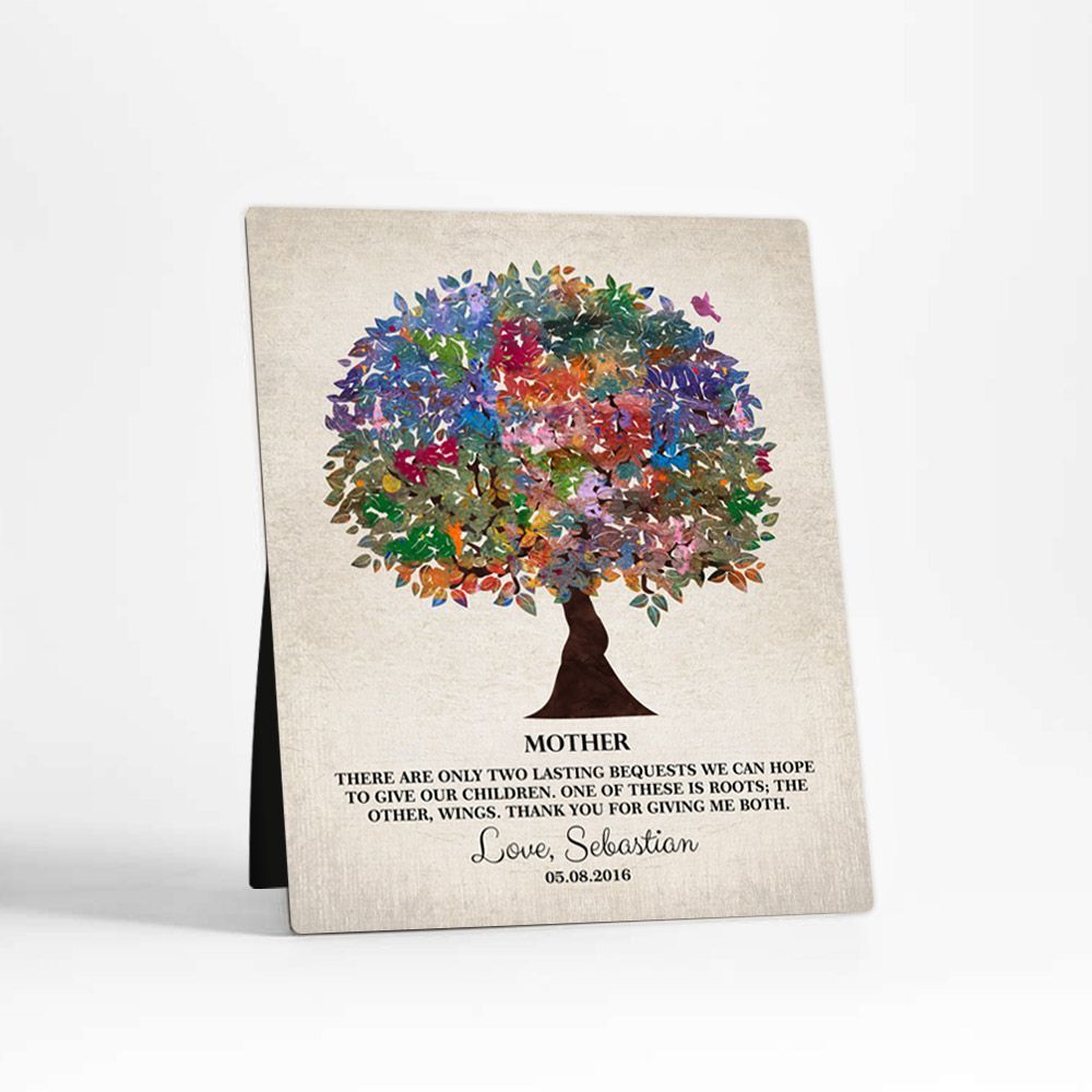 Colorful Tree Family Desktop Metal Plaque For Mom D-1219