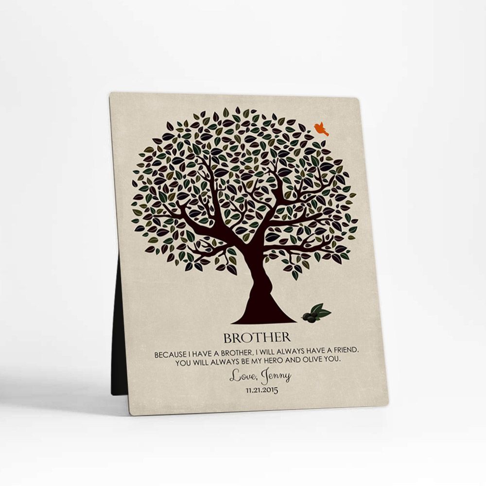 #1 Best Seller - Dark Olive Tree Wedding Desktop Plaque Gift for Brother D-1162