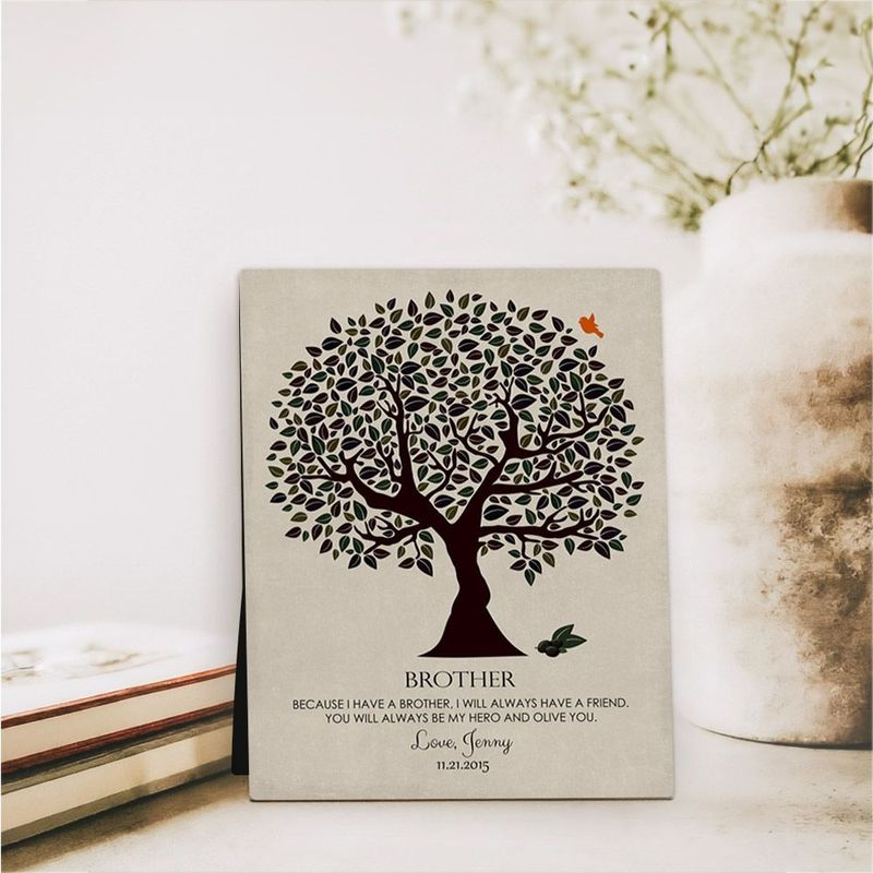 #1 Best Seller - Dark Olive Tree Wedding Desktop Plaque Gift for Brother D-1162