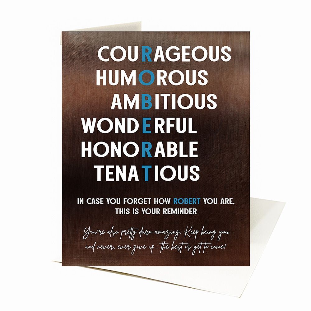 Bronze First Name Admirable Character Traits Birthday Card Gift for Family C-2164