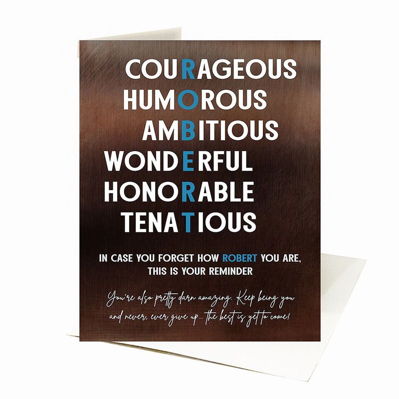Bronze First Name Admirable Character Traits Birthday Card Gift for Family C-2164