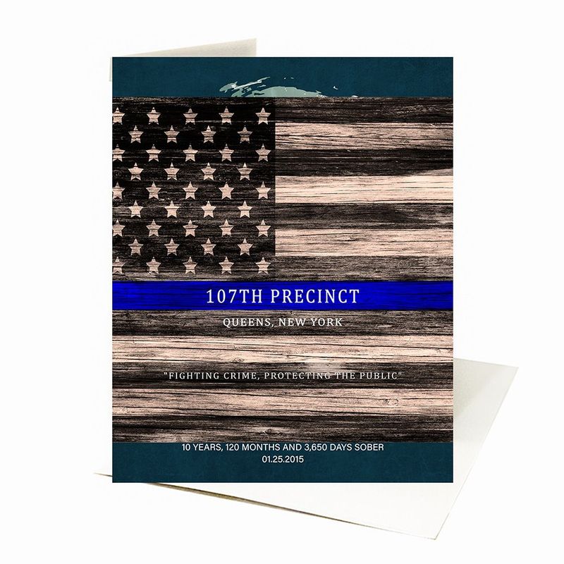 Tin Thin Blue Line American Flag Recognition Card Gift for Police C-2111