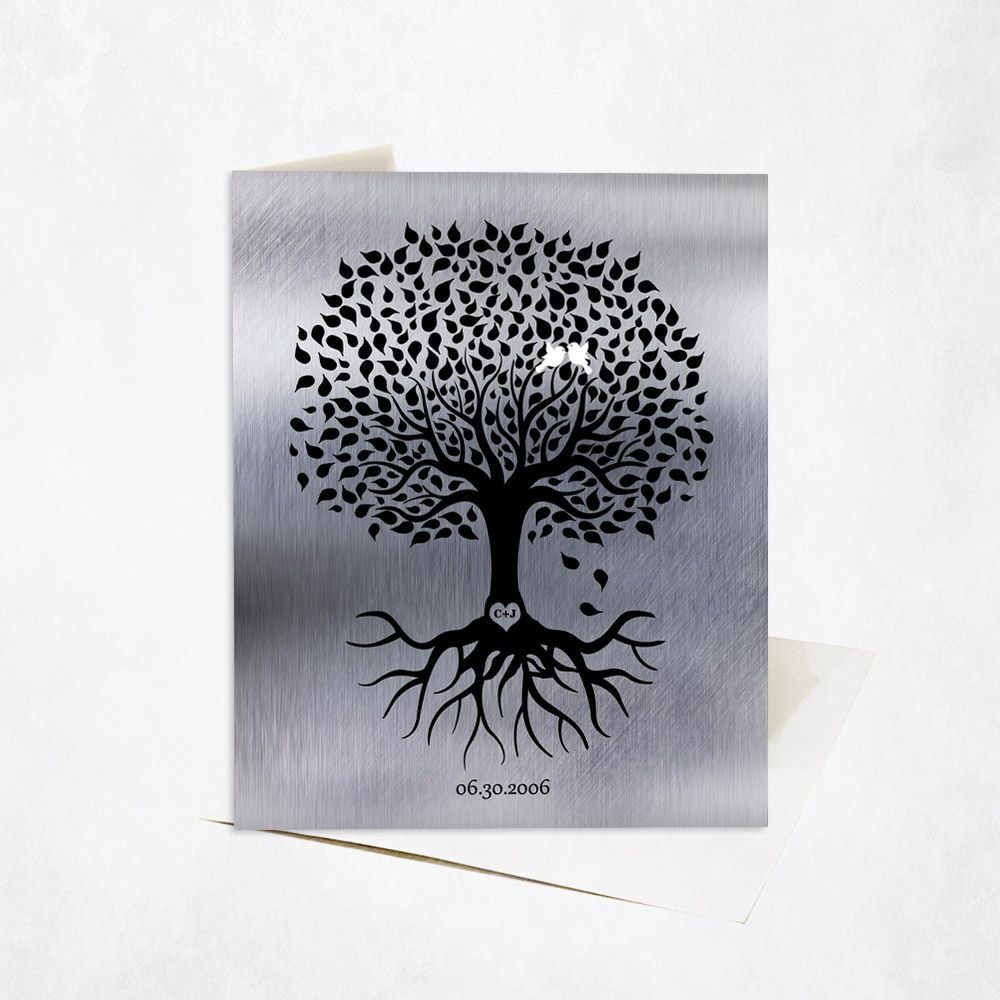 Tin Tree with Roots 10th Anniversary Card Gift for Couple C-1372