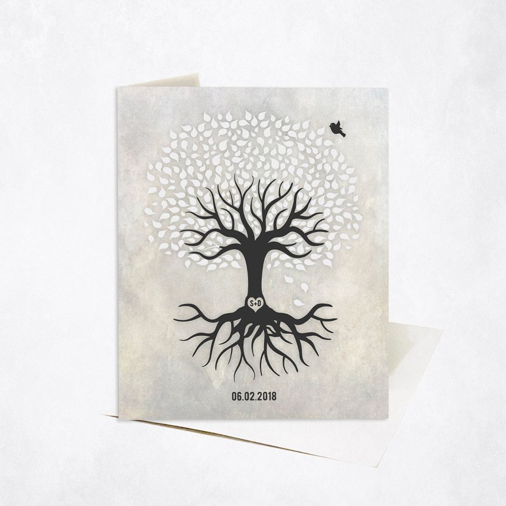 White Canopy Tree Anniversary Card Gift for Couple C-1529