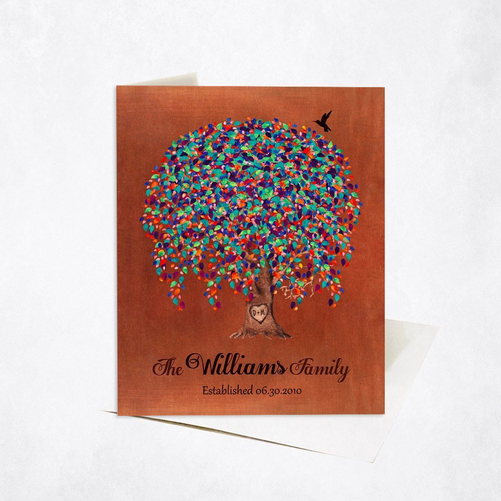 Copper Willow Tree 7th Anniversary Card Gift for Couple C-1515