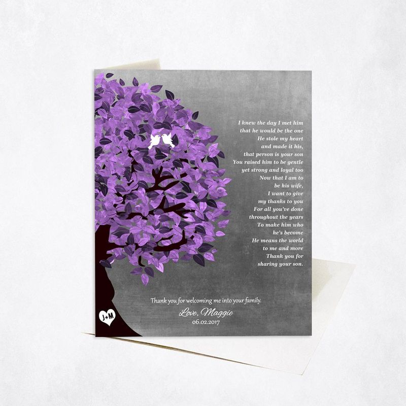 Half Purple Tree Wedding Card Gift for Mother Of The Groom C-1487