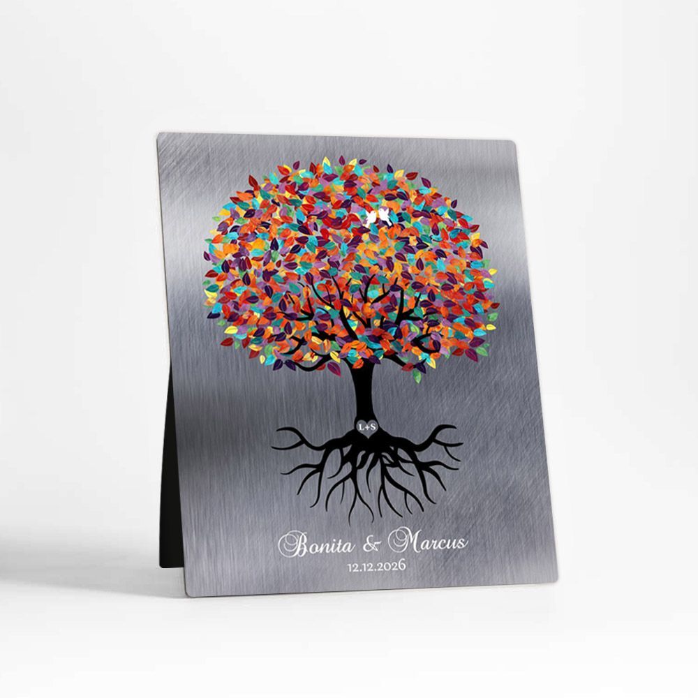 Tin Colorful Tree with Roots Engagement Desktop Plaque Gift for Couple D-1423