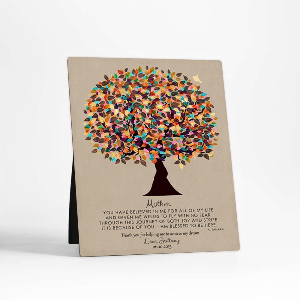 Late Spring Tree Family Desktop Metal Plaque For Mother D-1311
