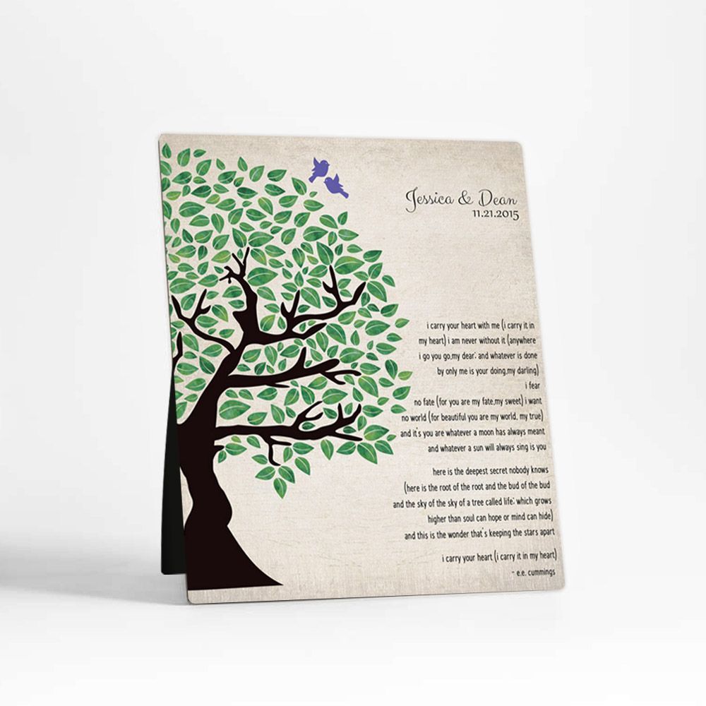 Half Olive Tree 10th Anniversary Desktop Plaque Gift for Couple D-1277