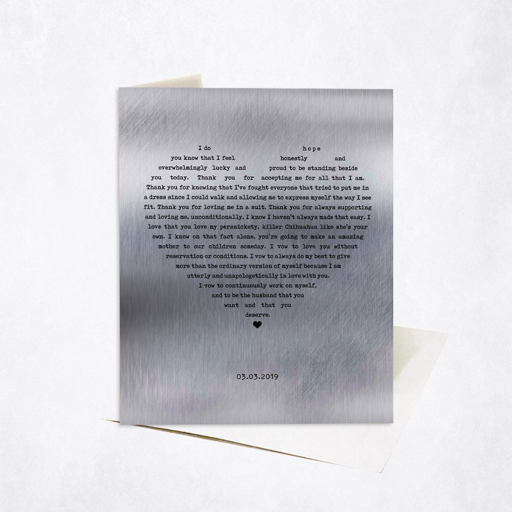 Tin Heart Shape Song Lyrics 10th Anniversary Card Gift for Couple C-1792