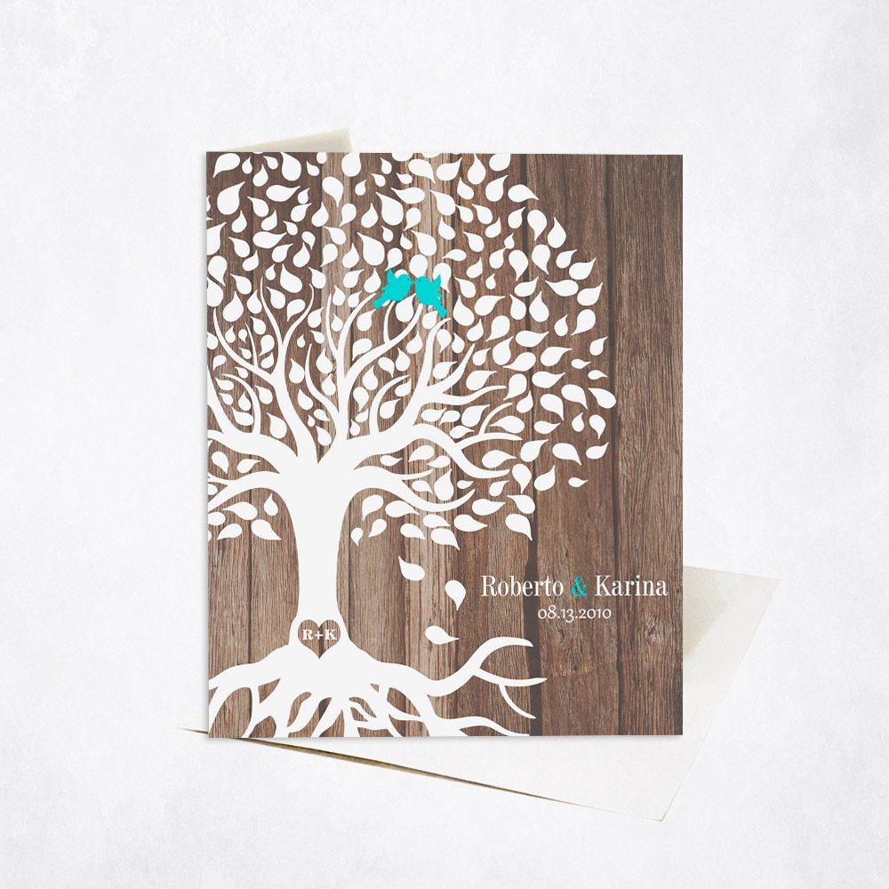 Wood Tree with Roots 5th Anniversary Card Gift for Couple C-1727