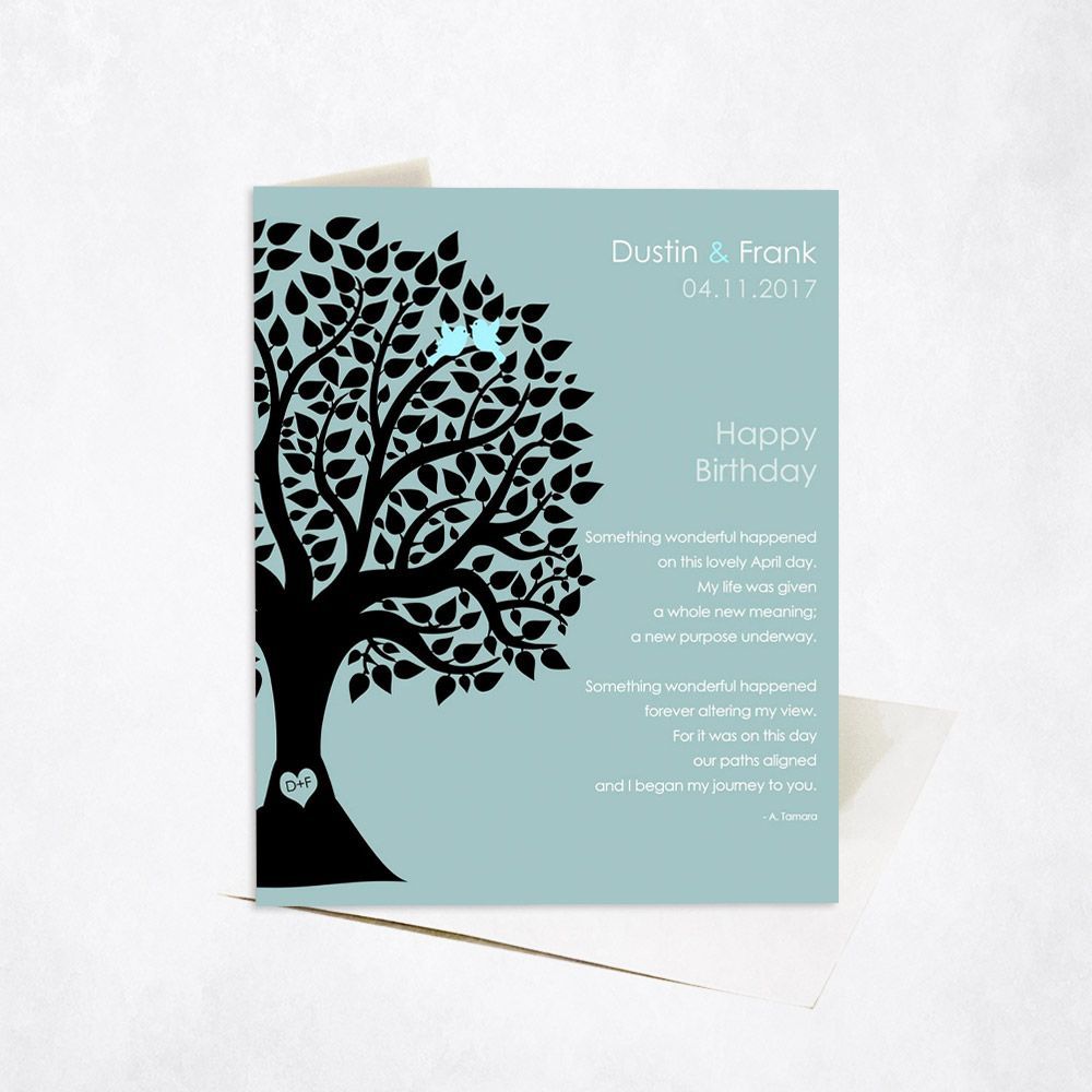 Half Silhouette Tree Spouse Birthday Card Gift for Spouse C-1716