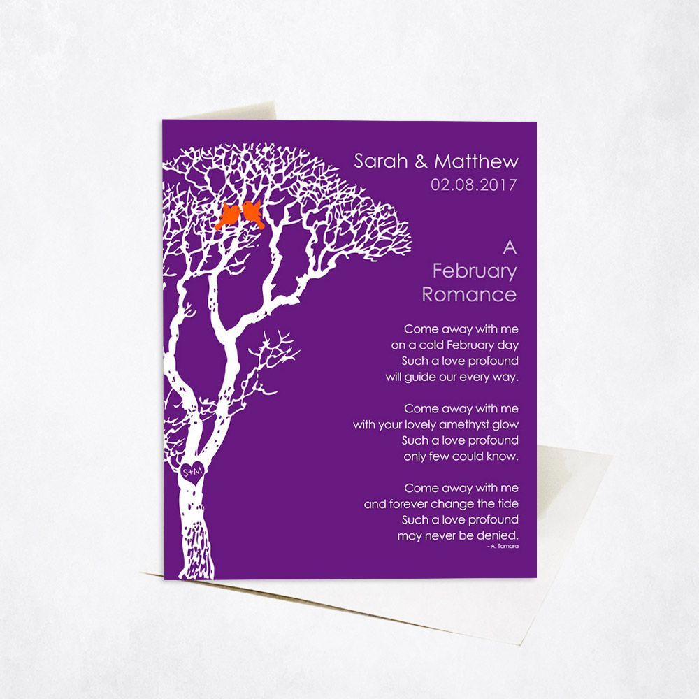 White Bare Tree Engagement Card Gift for Couple C-1702