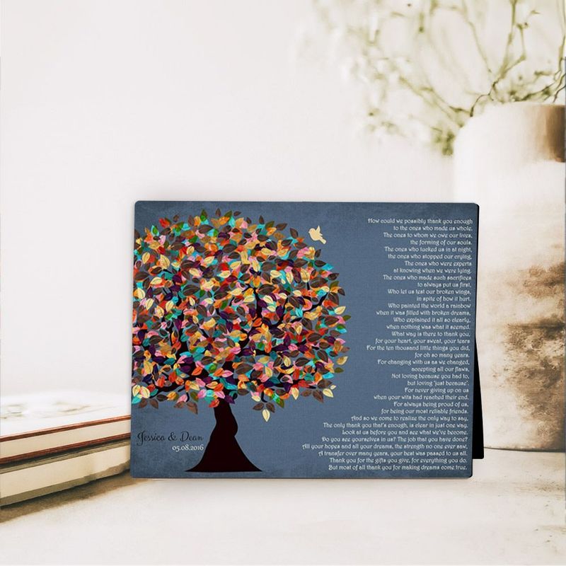 #1 Best Seller - Late Spring Tree Wedding Desktop Plaque Gift for Parents D-1313