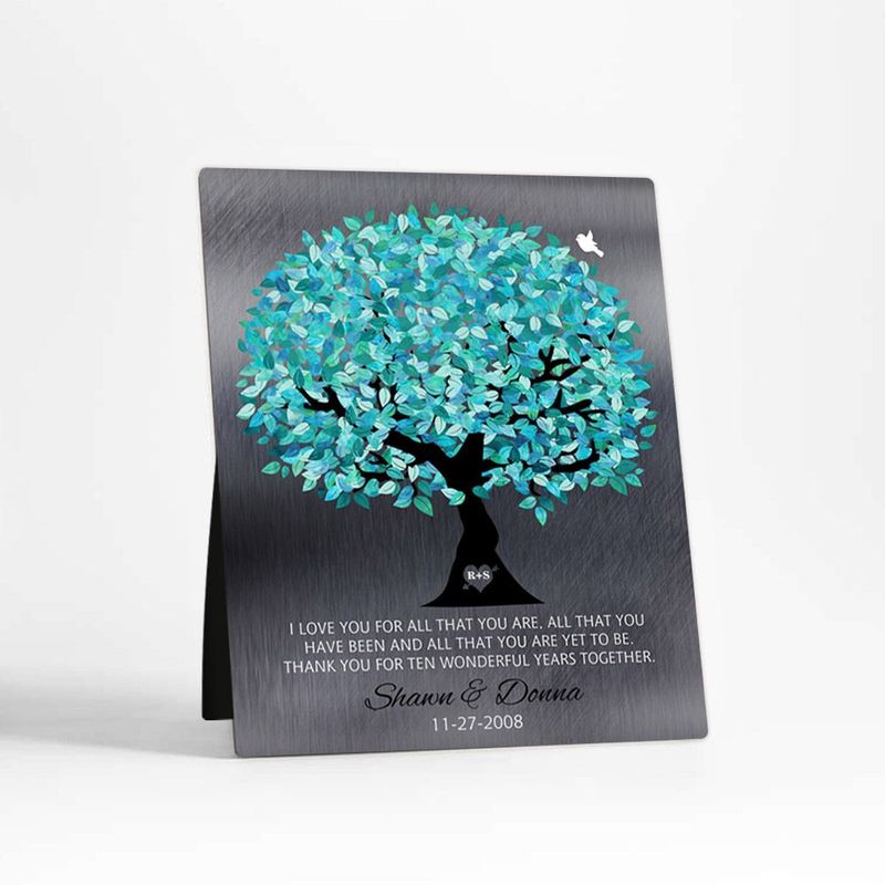 #1 Best Seller - Tin Canopy Tree 10th Anniversary Desktop Plaque Gift for Couple D-1265