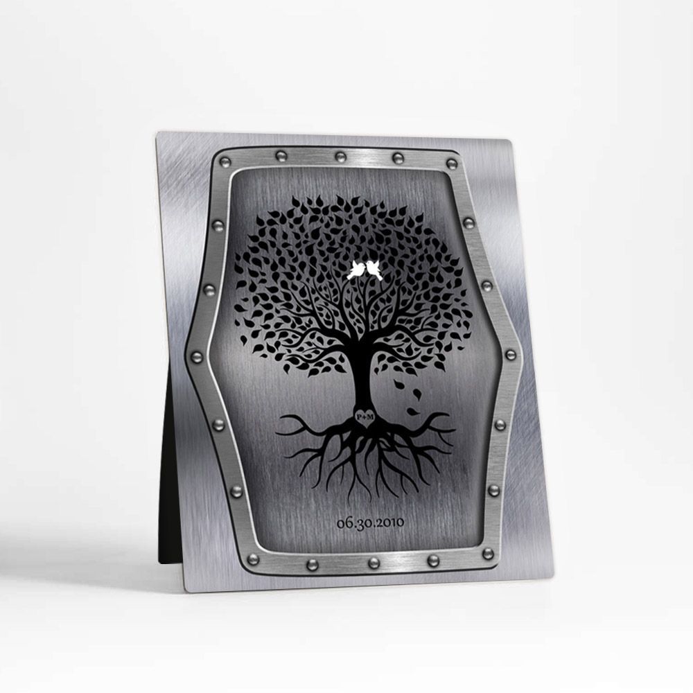 Steel Tree with Roots 11th Anniversary Desktop Plaque Gift for Couple D-1375