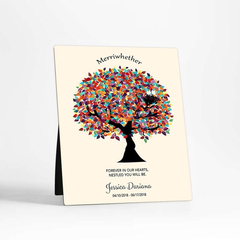Colorful Spring Tree Memorial Desktop Plaque Gift for Bereaved Parents D-1362