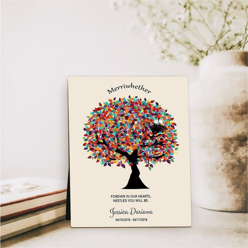 Colorful Spring Tree Memorial Desktop Plaque Gift for Bereaved Parents D-1362