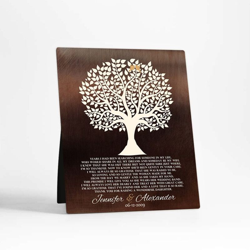 Bronze Tree Silhouette Wedding Desktop Plaque Gift for Mother Of The Bride D-1409