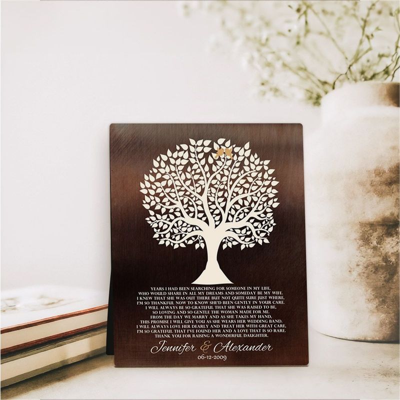 Bronze Tree Silhouette Wedding Desktop Plaque Gift for Mother Of The Bride D-1409