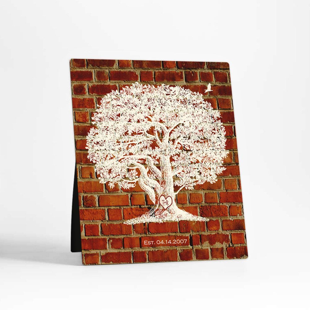 Brick Oak Tree 8th Anniversary Desktop Plaque Gift for Couple D-1381