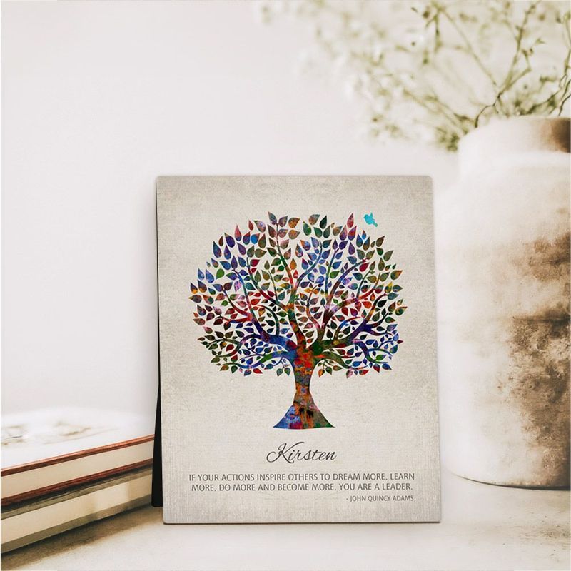 #1 Best Seller - Watercolor Tree Leadership Appreciation Desktop Plaque Gift for Women D-1473
