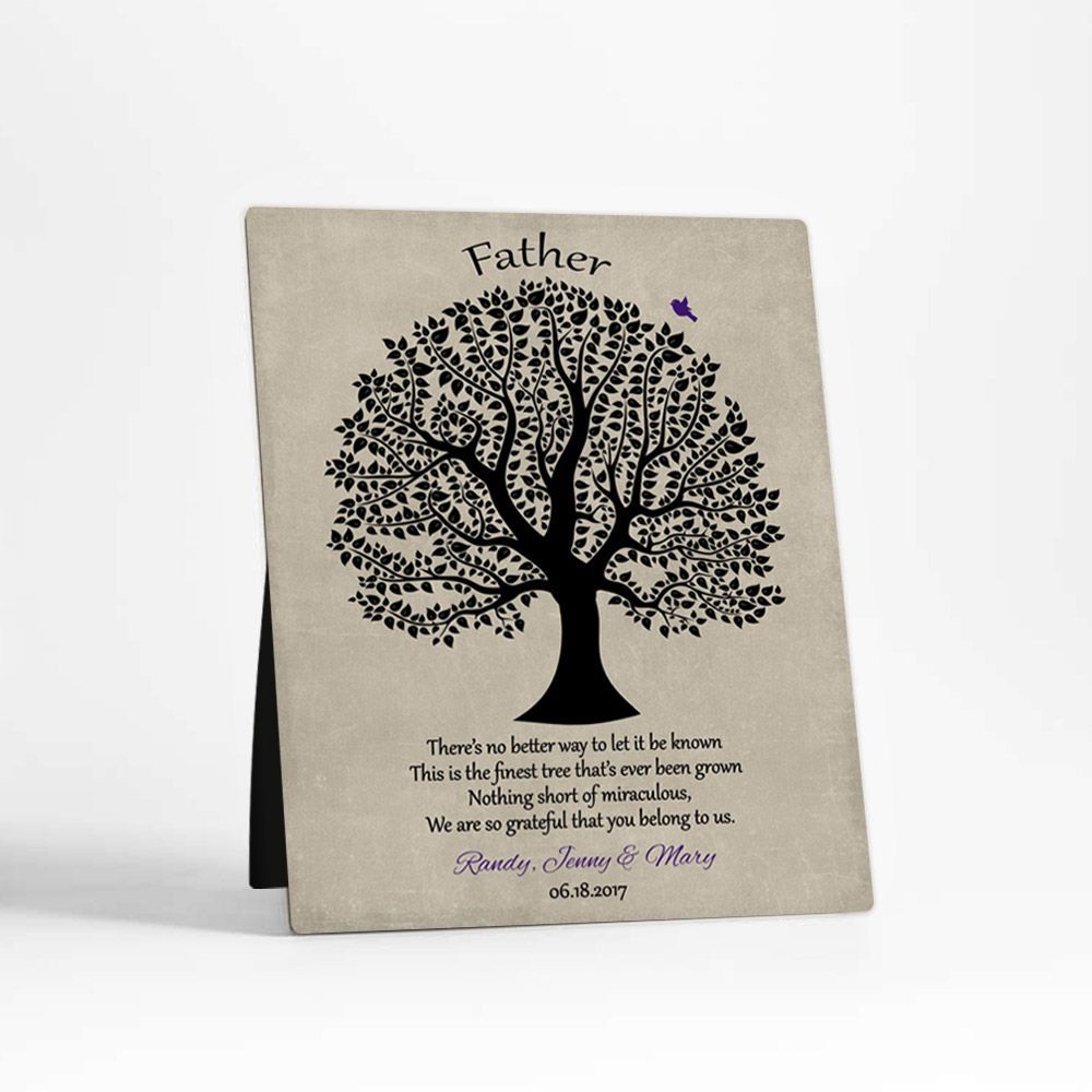Silhouette Decorative Tree Family Desktop Metal Plaque For Dad D-1463
