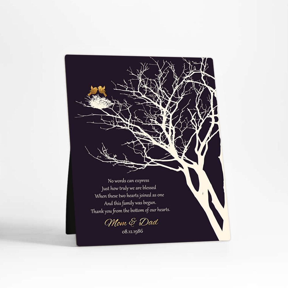 Branchy Tree with Nest 50th Anniversary Desktop Plaque Gift for Parents D-1363