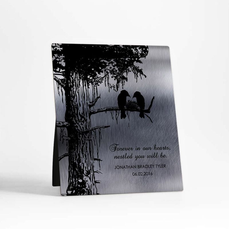 Tin Dark Sequoia Tree Memorial Desktop Plaque Gift for Bereaved Parents D-1355