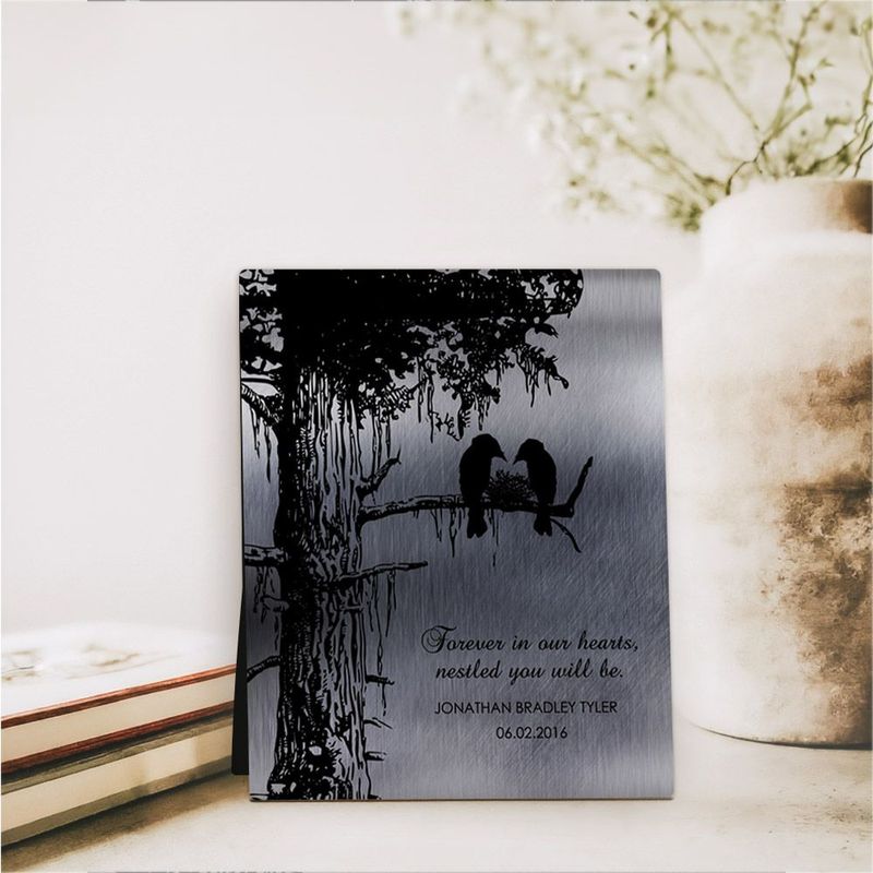 Tin Dark Sequoia Tree Memorial Desktop Plaque Gift for Bereaved Parents D-1355