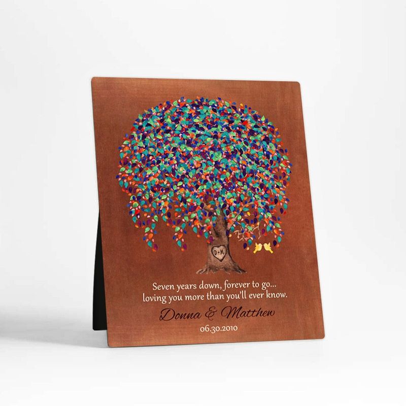 #1 Best Seller - Copper Willow Tree 7th Anniversary Desktop Plaque Gift for Couple D-1513