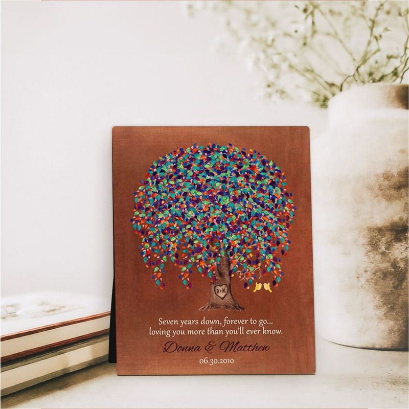 #1 Best Seller - Copper Willow Tree 7th Anniversary Desktop Plaque Gift for Couple D-1513