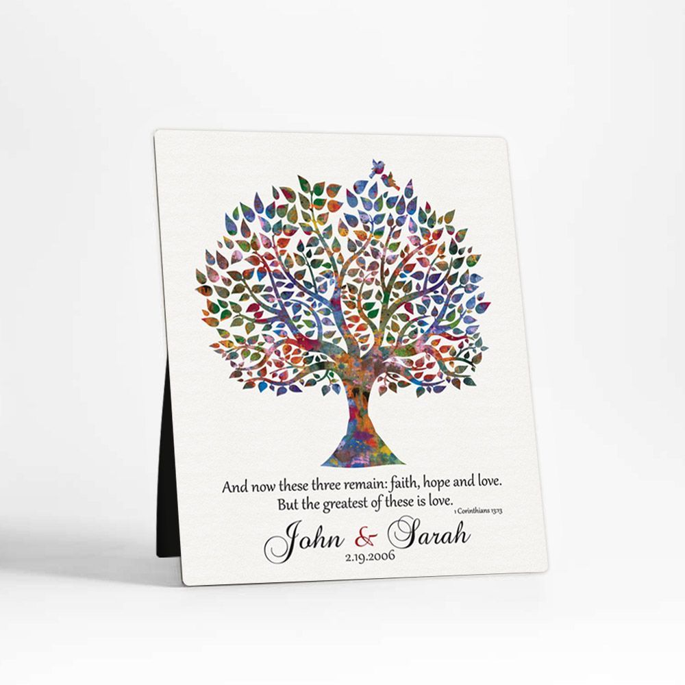#1 Best Seller - Watercolor Tree  Wedding Desktop Plaque Gift for Couple D-1493