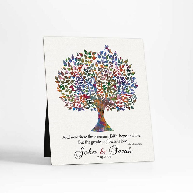 #1 Best Seller - Watercolor Tree  Wedding Desktop Plaque Gift for Couple D-1493