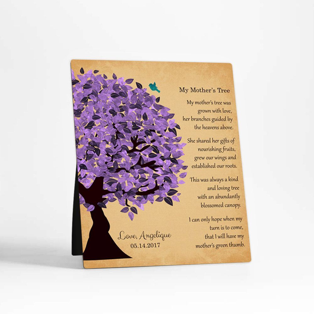 Side Purple Tree Family Desktop Metal Plaque For Mom D-1478