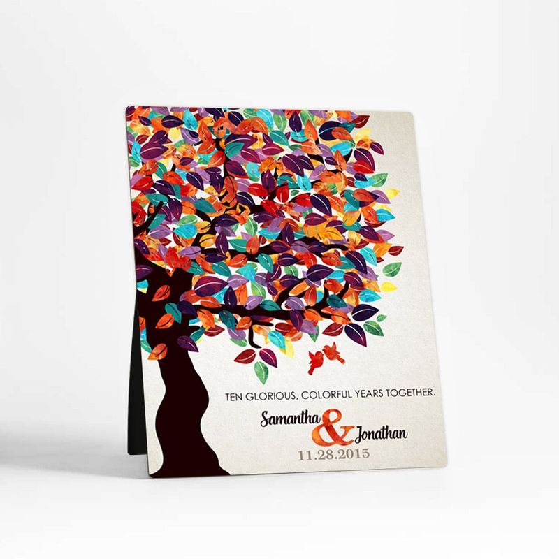 #1 Best Seller - Half Spring Tree 10th Anniversary Desktop Plaque Gift for Couple D-1163