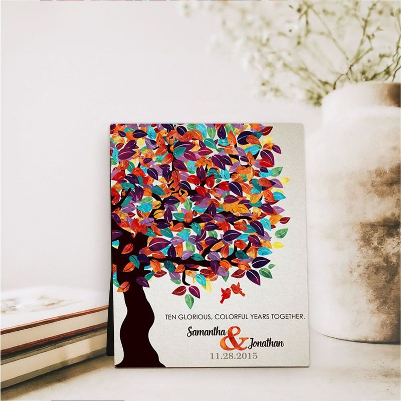 #1 Best Seller - Half Spring Tree 10th Anniversary Desktop Plaque Gift for Couple D-1163