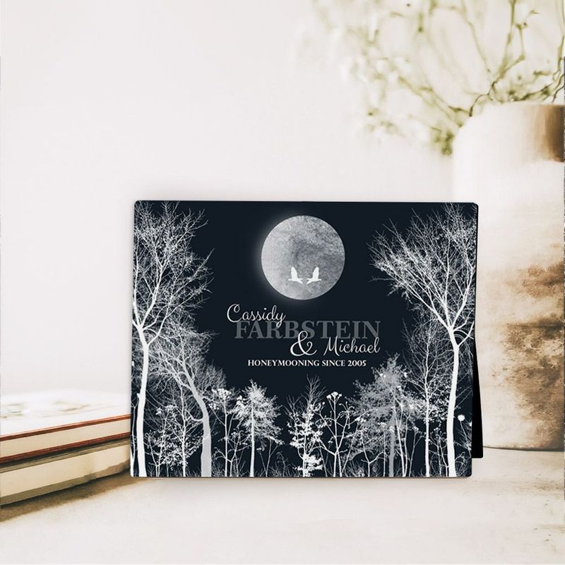 #1 Best Seller - Full Moon Tree Forest Anniversary Desktop Plaque Gift for Couple D-1148
