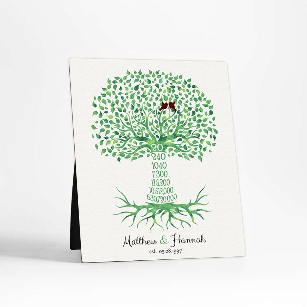 Countdown Tree 20th Anniversary Desktop Plaque Gift for Couple D-1450