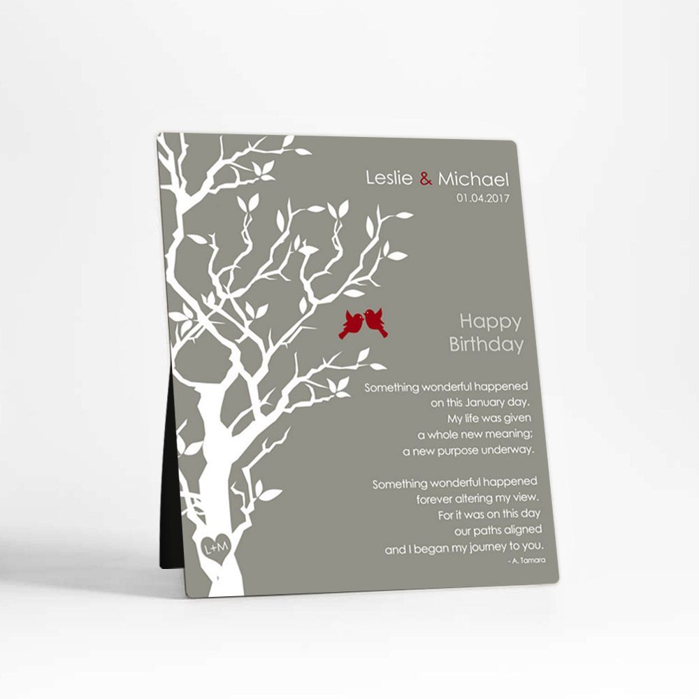 White Knobby Tree Spouse Birthday Desktop Plaque Gift for Spouse D-1713