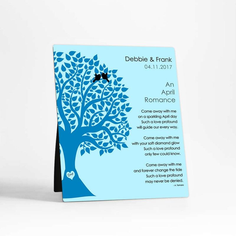 Half Silhouette Tree Engagement Desktop Plaque Gift for Couple D-1704