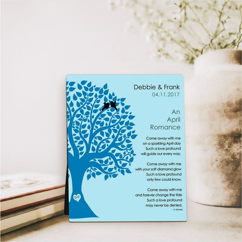 Half Silhouette Tree Engagement Desktop Plaque Gift for Couple D-1704