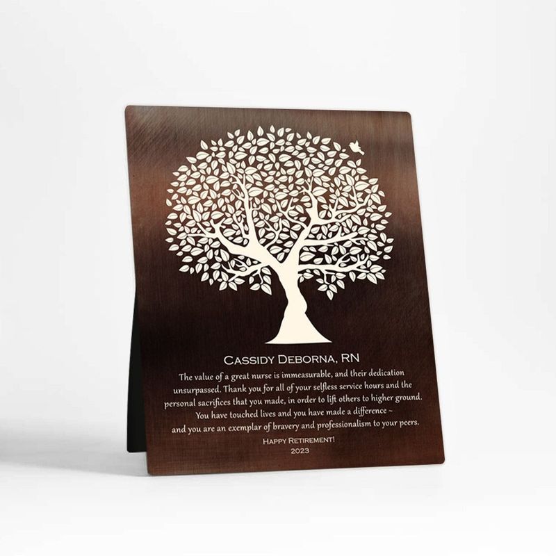 #1 Best Seller - Bronze Tree Silhouette Leadership Appreciation Desktop Plaque Gift for Nurse D-1561