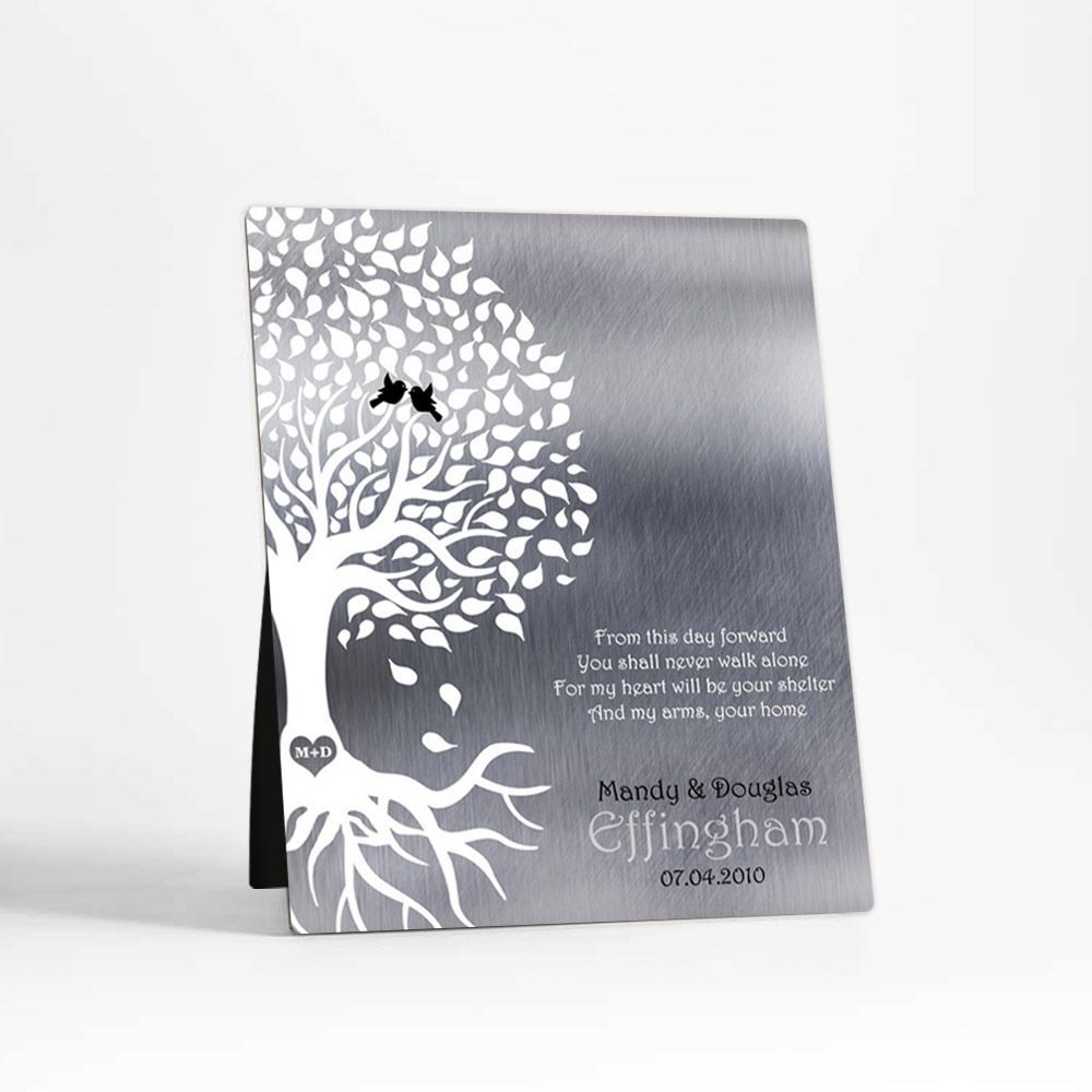 Tin White Half Tree Engagement Desktop Plaque Gift for Fiancé D-1439