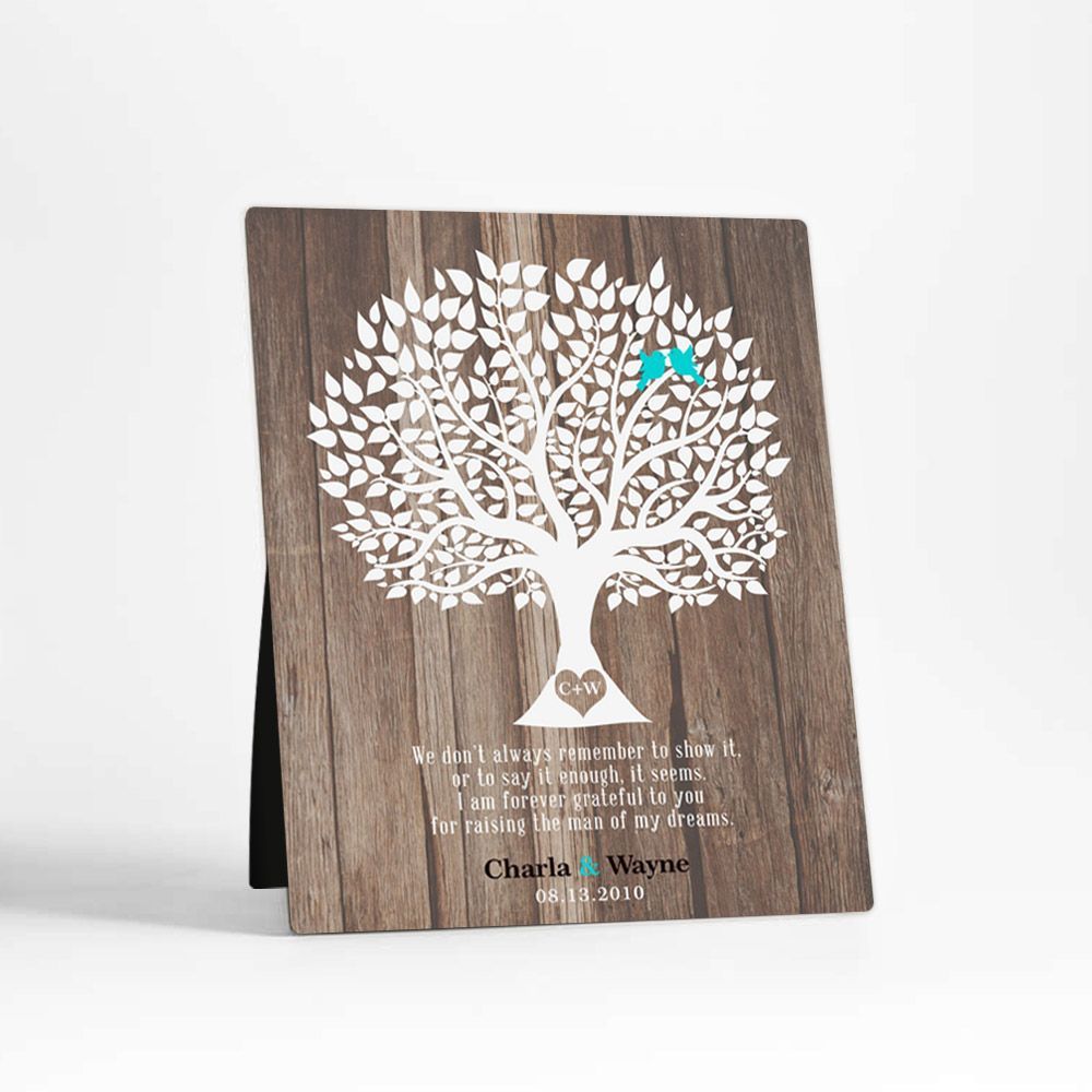 Wood Tree Silhouette Wedding Desktop Plaque Gift for Mother Of The Groom D-1728