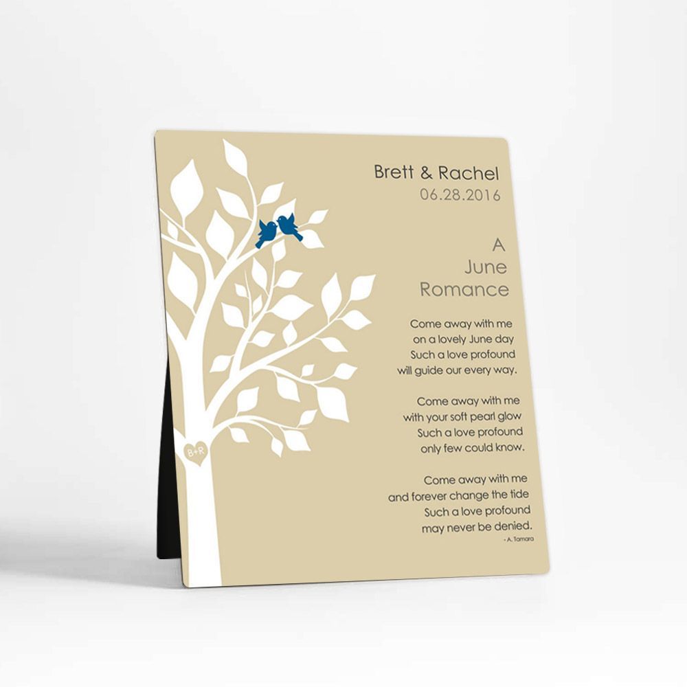 White Half Tree Engagement Desktop Plaque Gift for Couple D-1706
